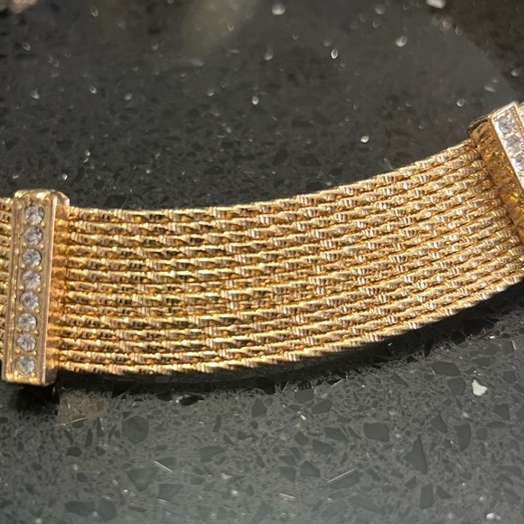 14-Line Diamond Cut Pave Crystal Cleopatra Collar Necklace Studs Gold - Picture 5 of 5